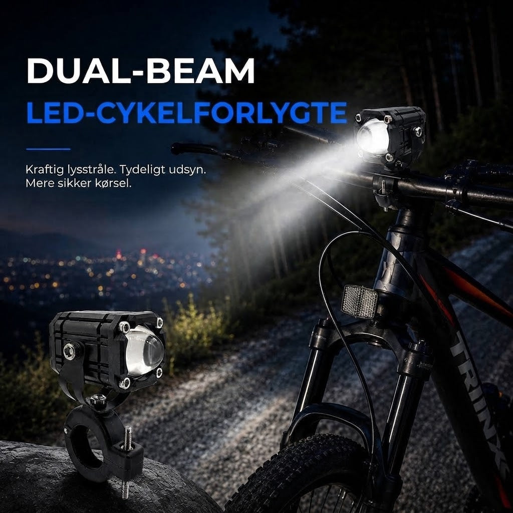 LED Cykellygte med Dobbelt Lysstråle