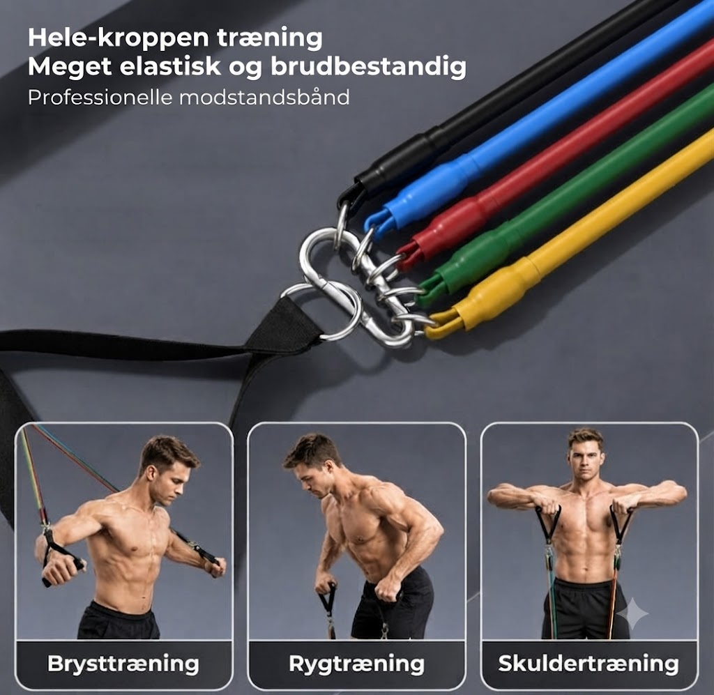 Elastiske træningselastikker - 5 stk.