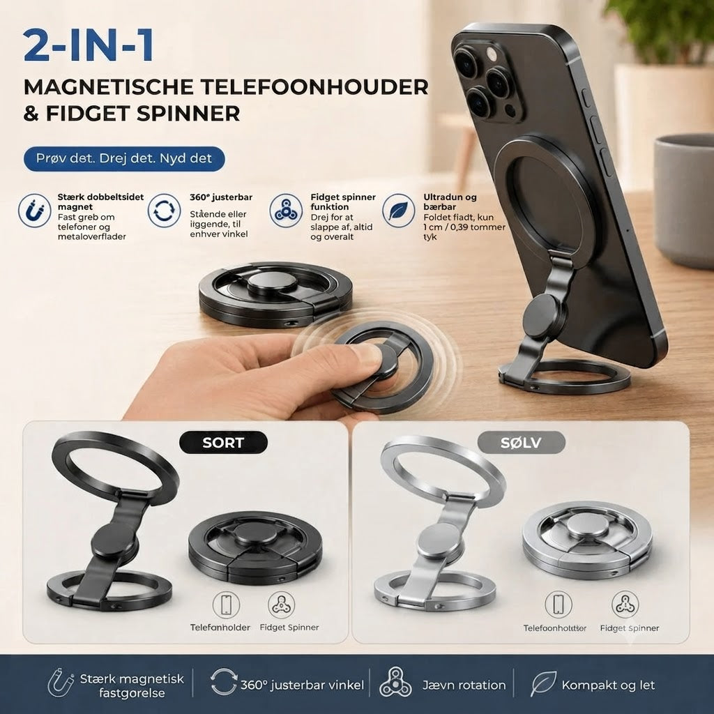 Magnetisk telefonholder og fidget spinner