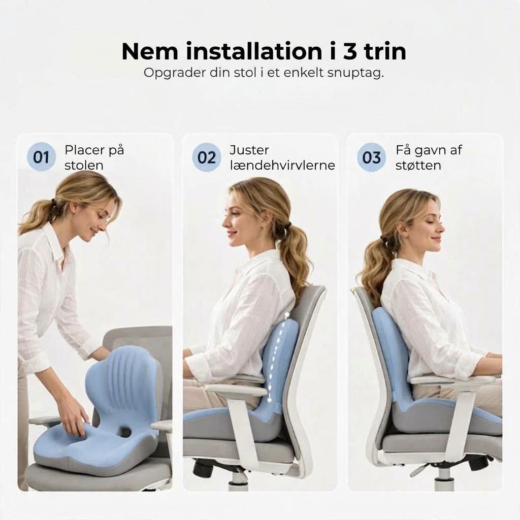 Ergonomisk siddehynde med rygstøtte i memory foam