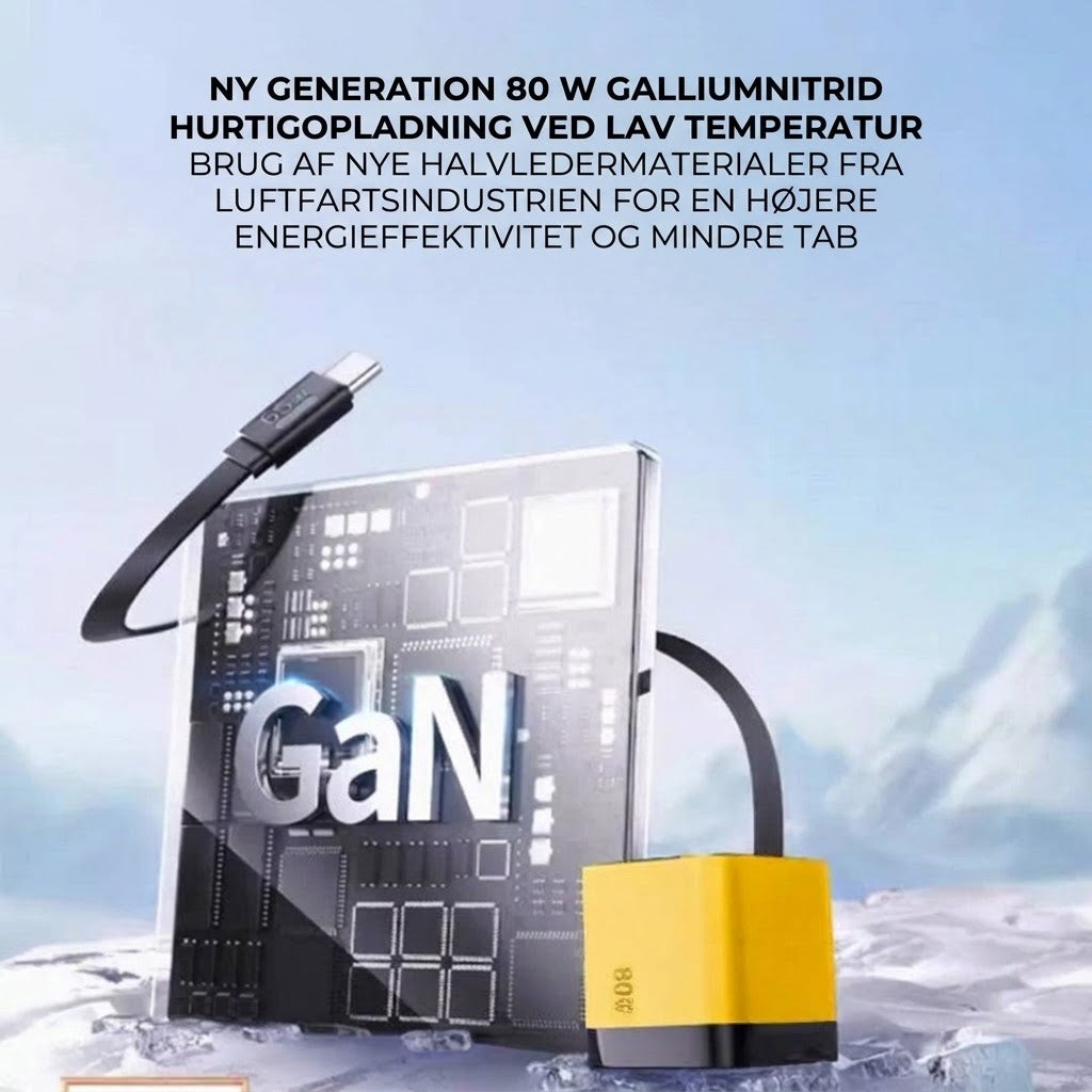 65W Type-C hurtiglader på 80 cm med USB- og Type-C-tilslutning