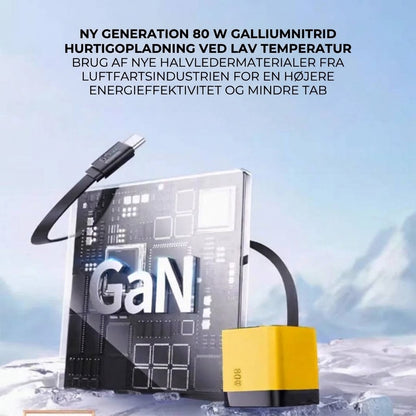 65W Type-C hurtiglader på 80 cm med USB- og Type-C-tilslutning
