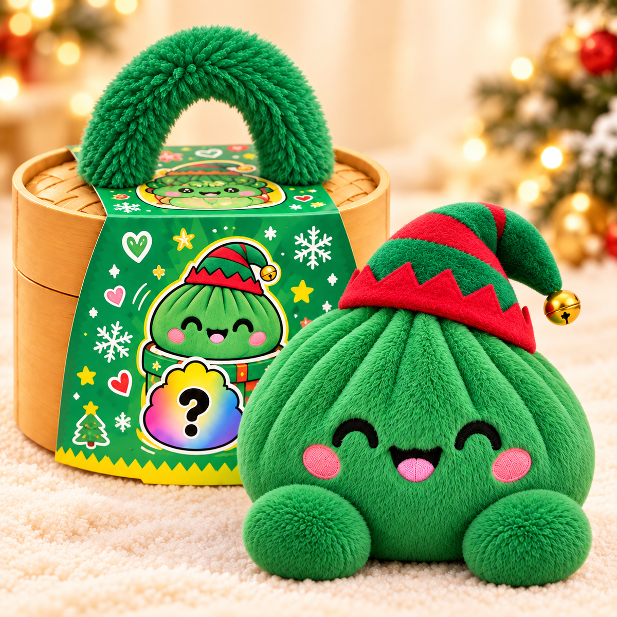 Christmas Plush Dumplings | Bløde Squishy Julebamser i Steamer-æske