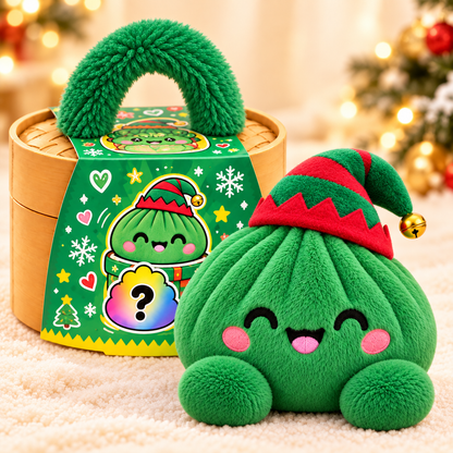Christmas Plush Dumplings | Bløde Squishy Julebamser i Steamer-æske