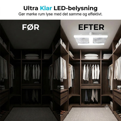 Loftsventilator med dobbelt hoved og LED-lys – moderne design med fjernbetjening til stue og soveværelse