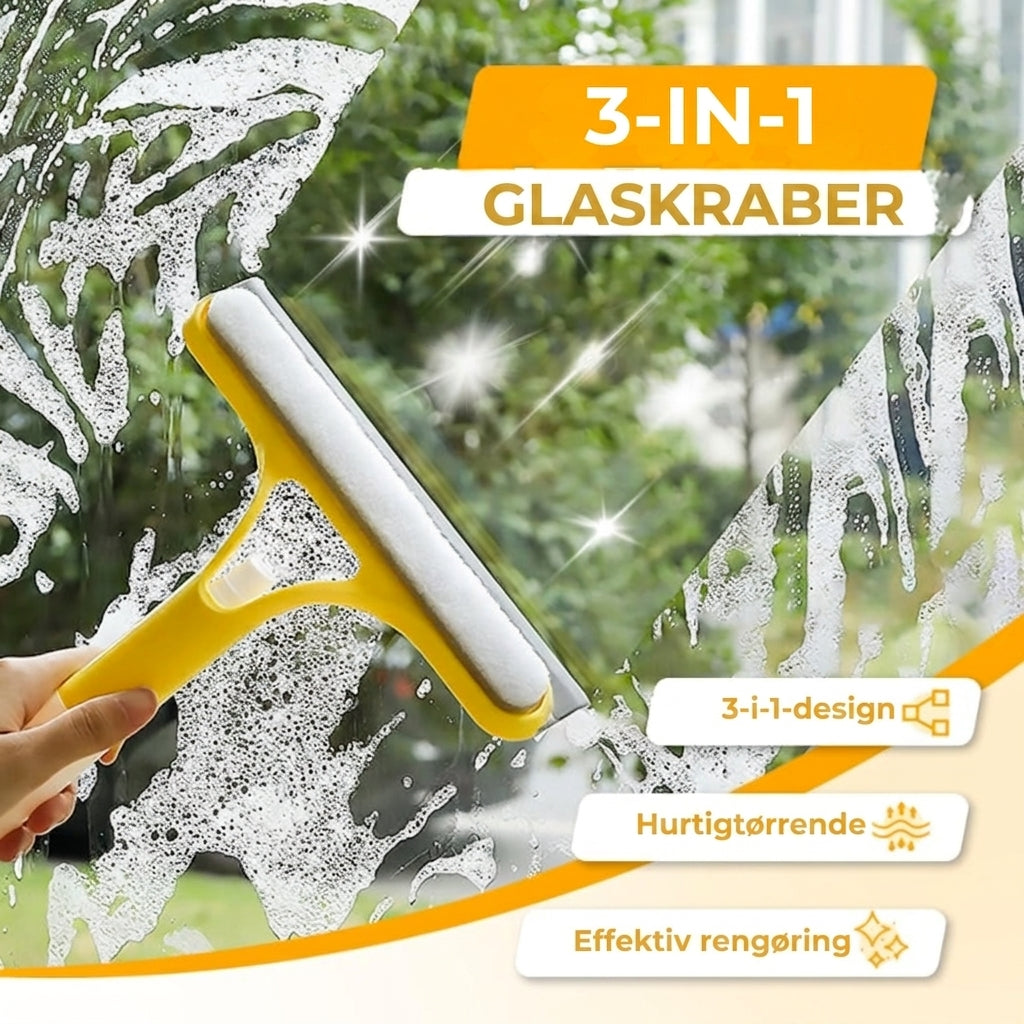 3-i-1 vinduespudser med indbygget sprayflaske