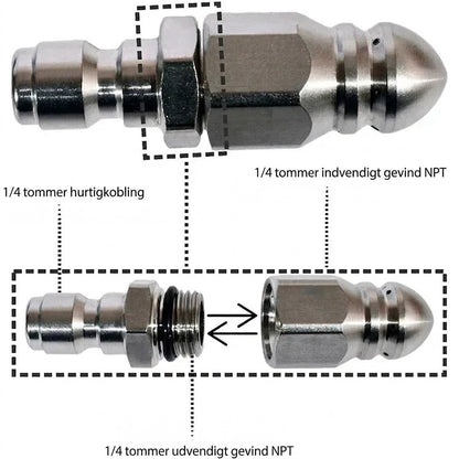 🔩   Kloakrensedyse i rustfrit stål – Fjerner blokeringer og forebygger dybdegående tilstopninger 💦🚿