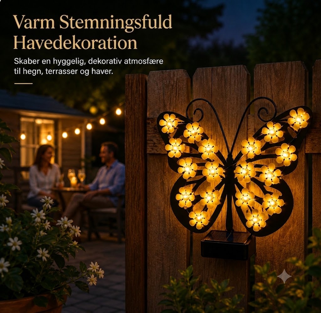 FlutterBloom™ | Dekorativ solcelle-sommerfuglelamp med blomsterformet LED