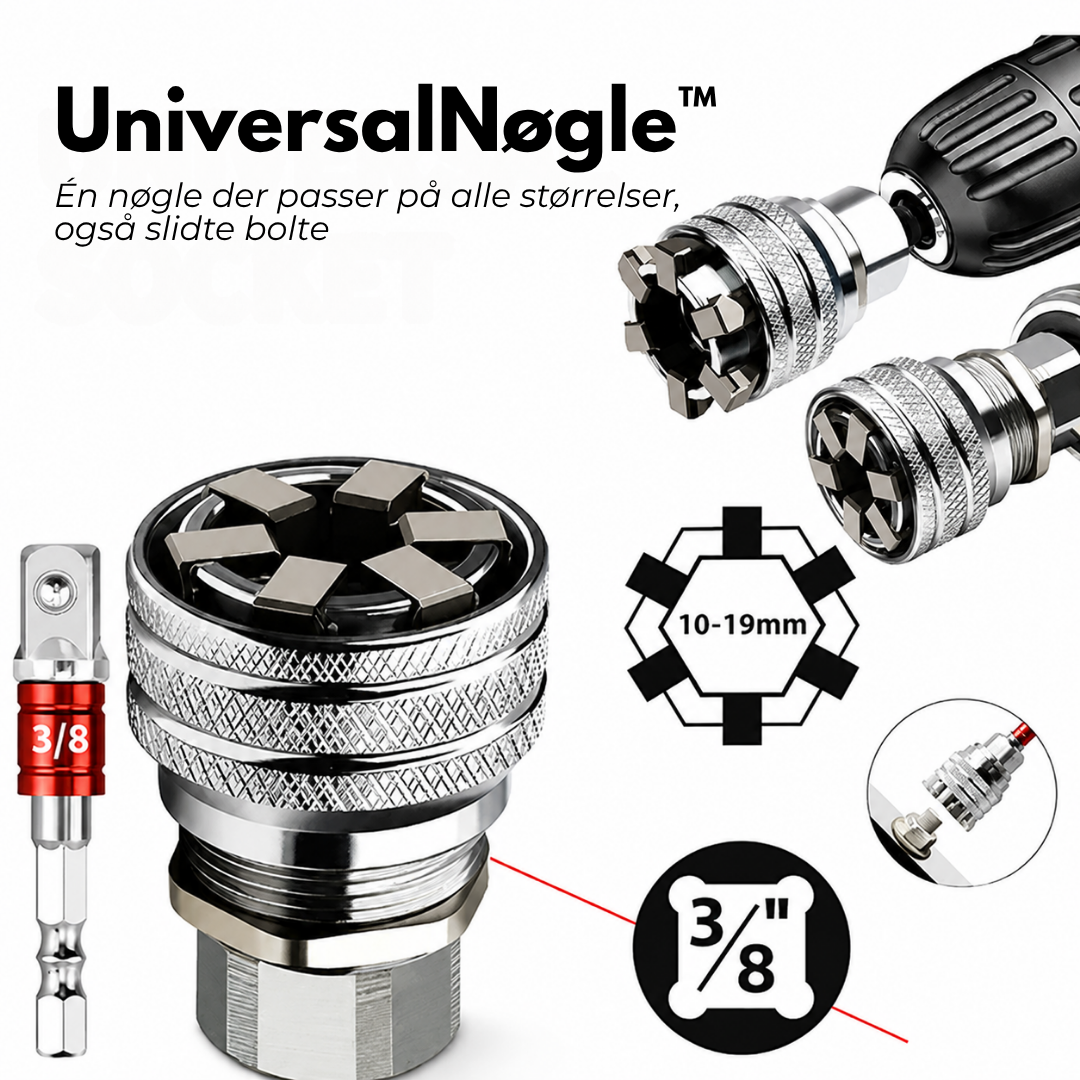 UniversalNøgle™ Én nøgle der passer til alle størrelser, selv slidte bolte