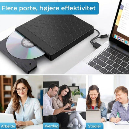 Eksternt CD/DVD-drev 8-i-1 – læs, brænd og gem film, musik og fotos