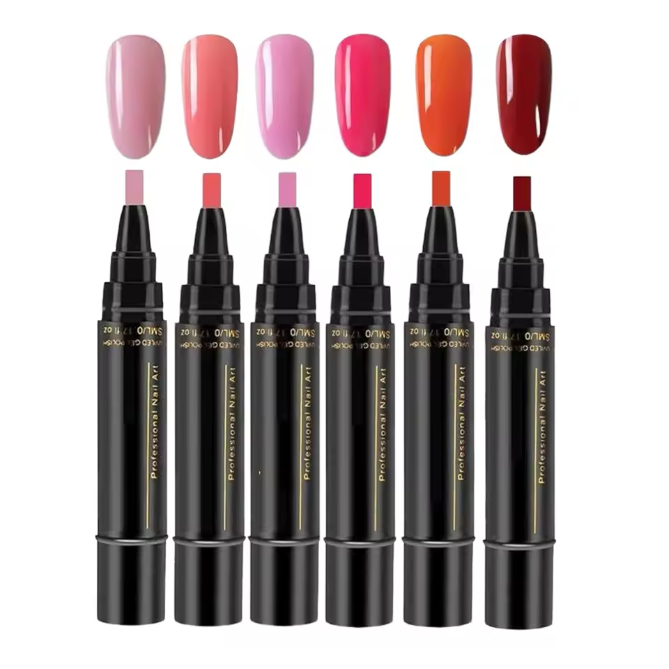 SalonPen – 3-i-1 Gelpen til Negle med UV-lampe (6-pak)