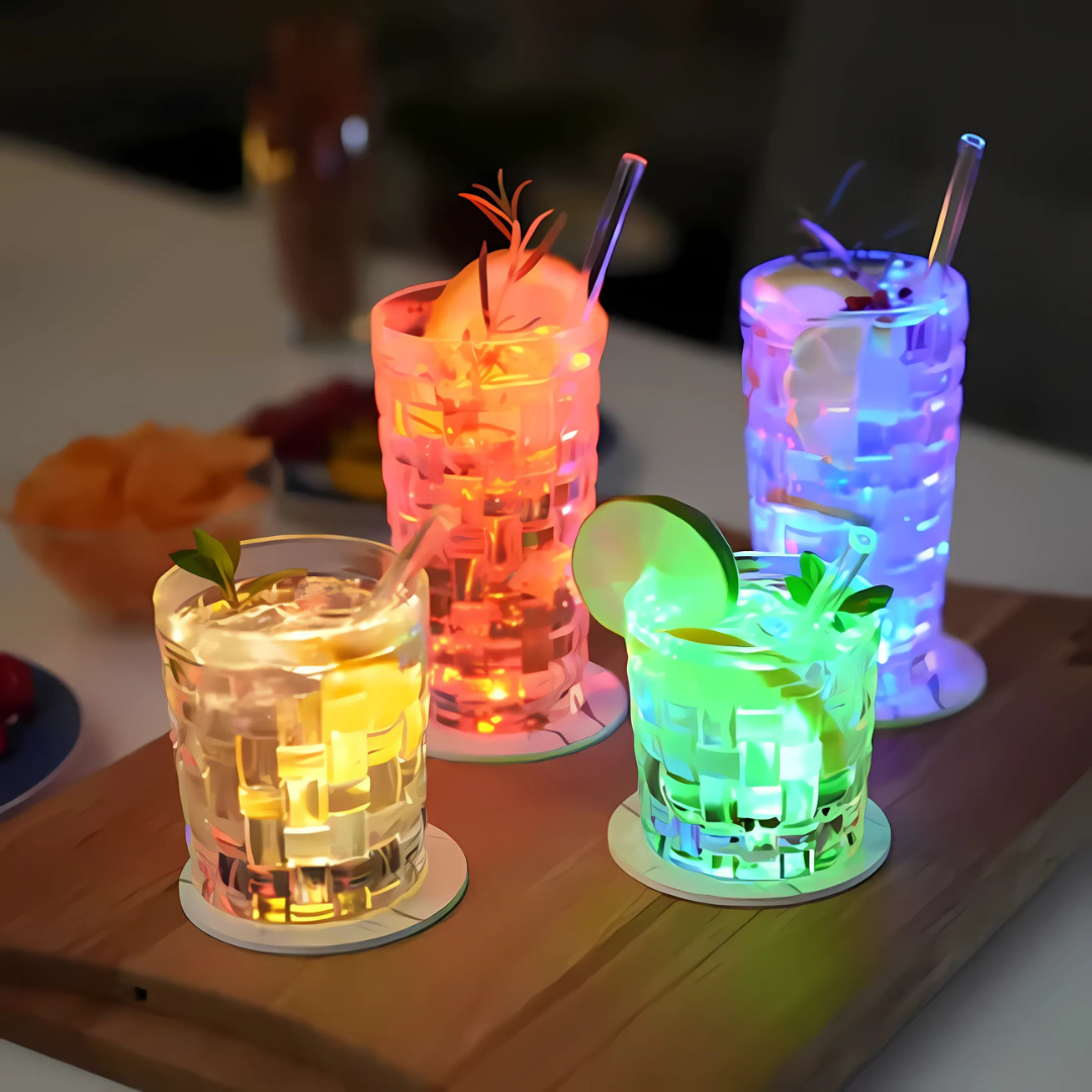 LED-bordskånere til glas | Farverig belysning