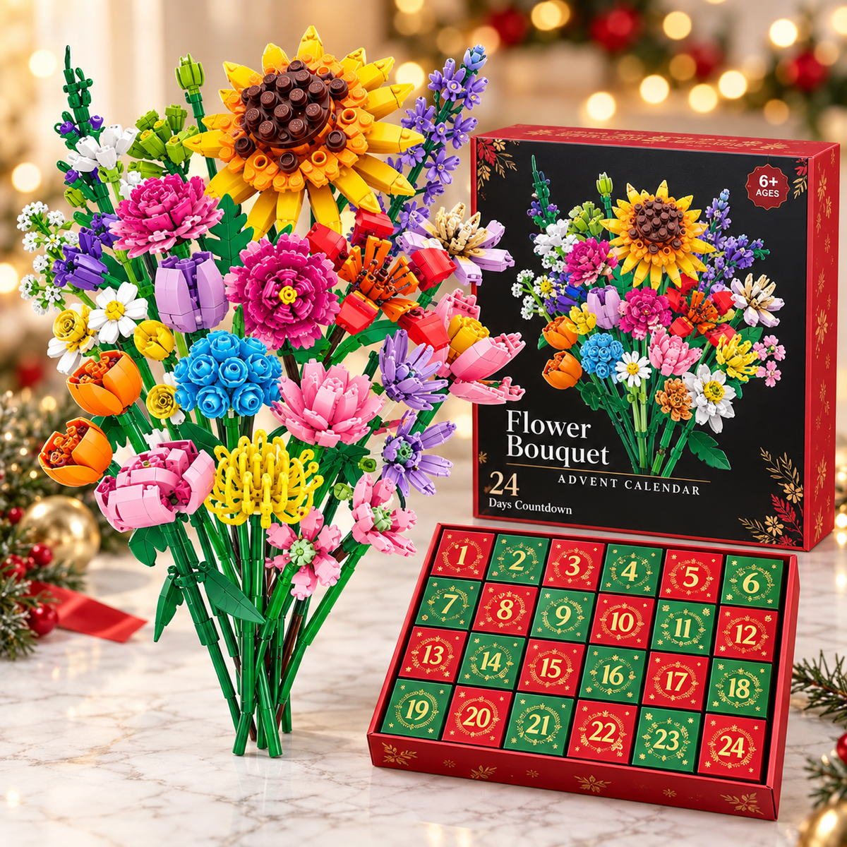 Bloom & Build Adventskalender – Byg din egen magiske buket til jul
