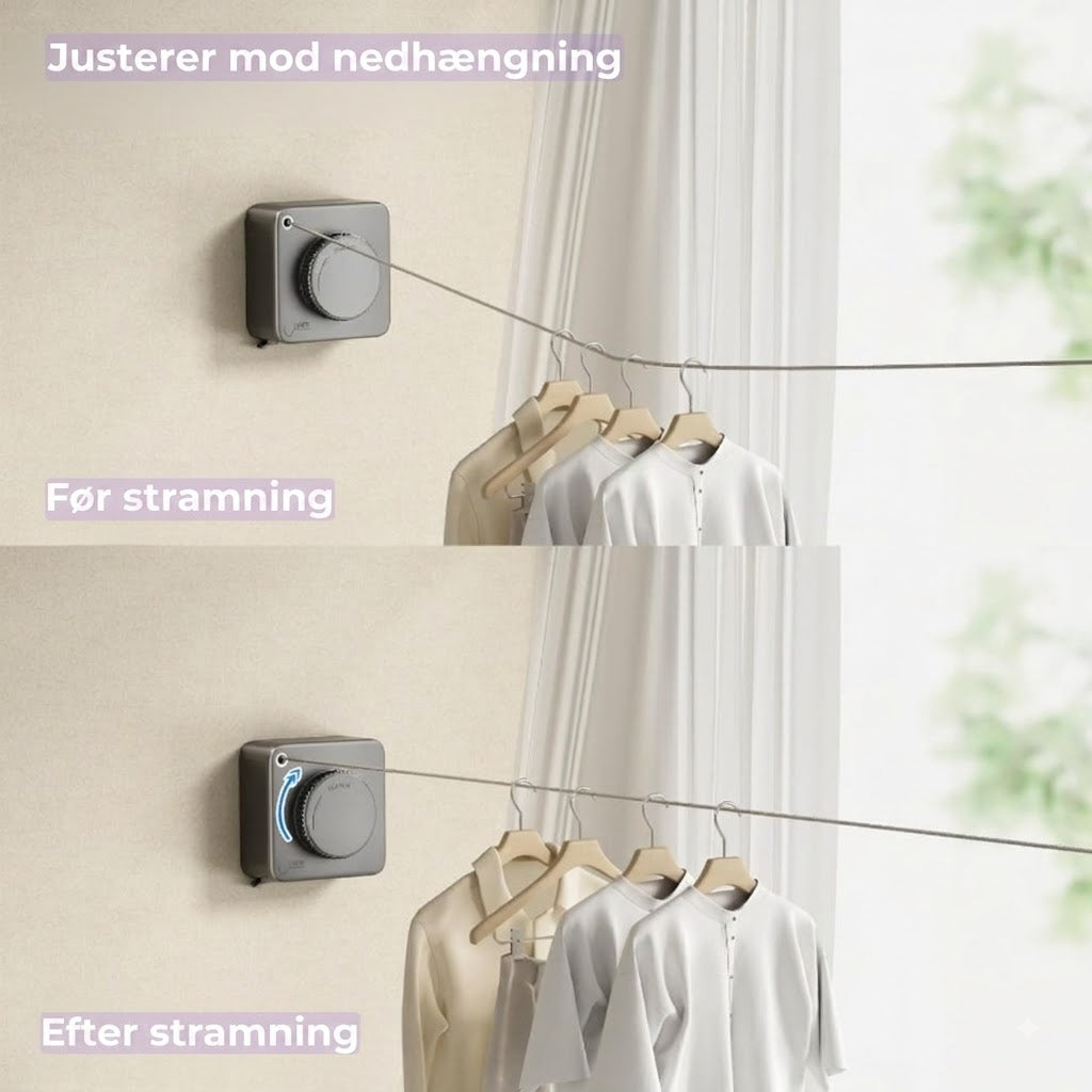 Pladsbesparende tørresnor