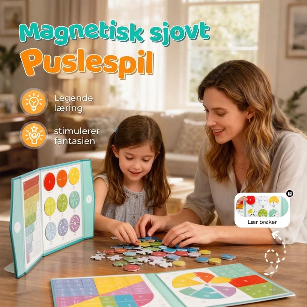 💖 Magnetisk brøk-puslespilsbog til børn