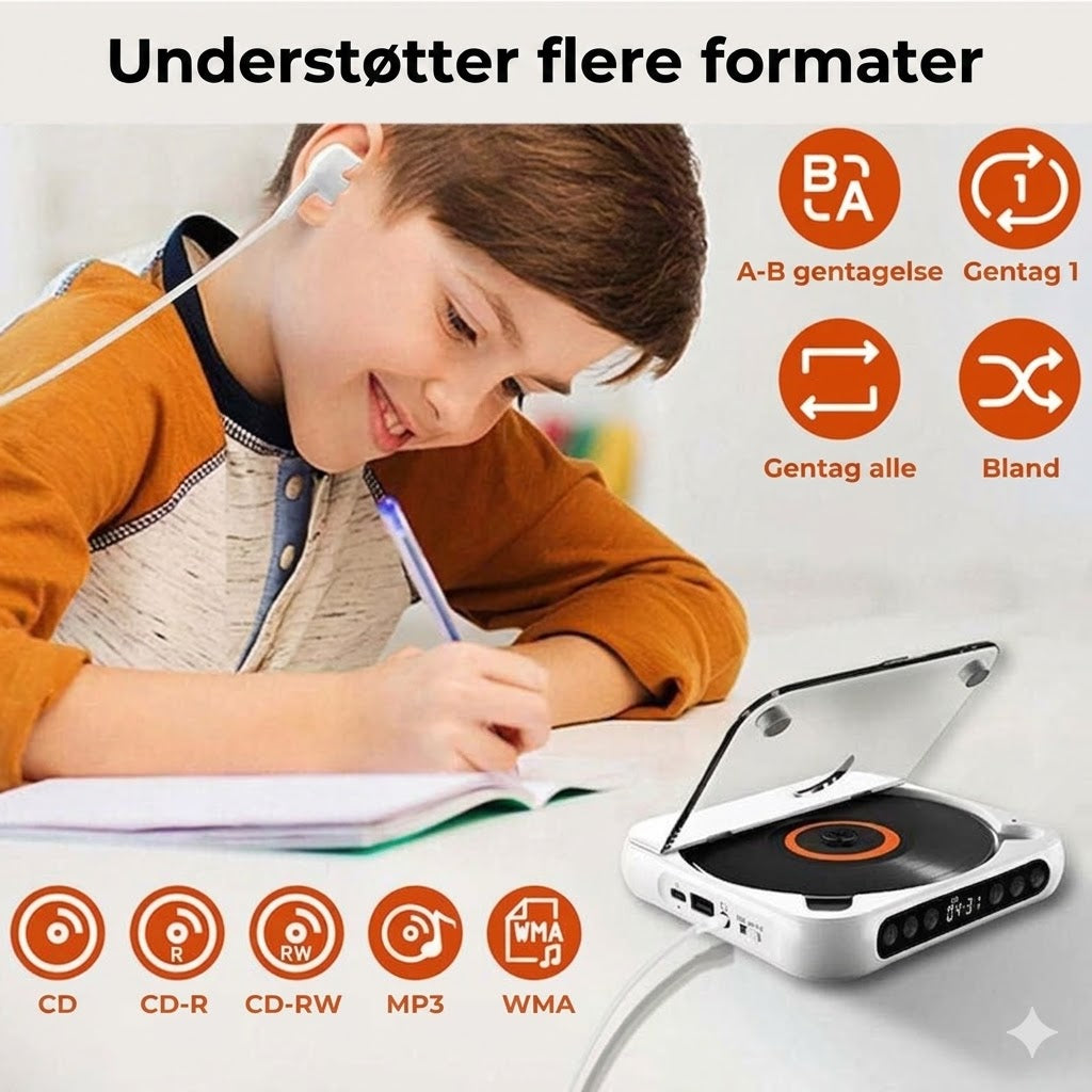 Bærbar CD-afspiller med Bluetooth