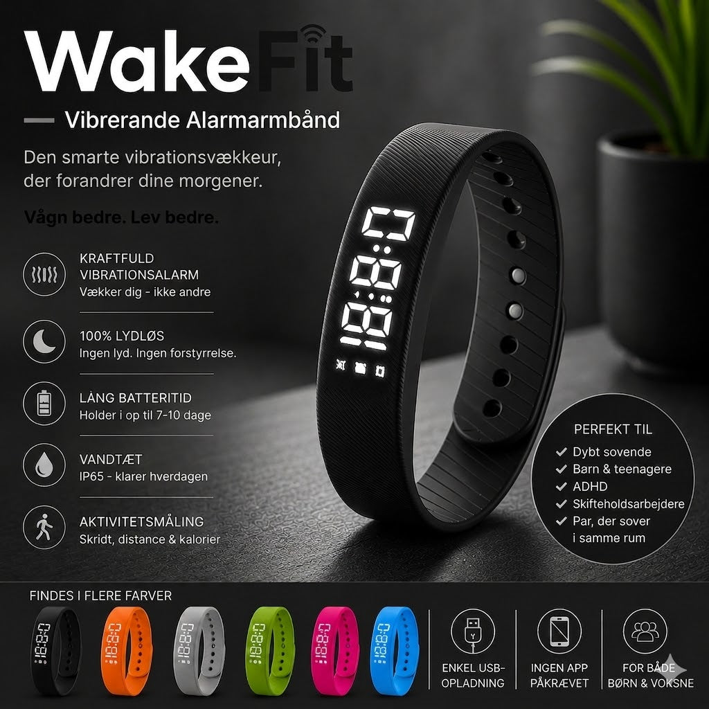 WakeFit – Vibrerende alarmarmbånd | Det smarte vibrationsur, der forandrer dine morgener