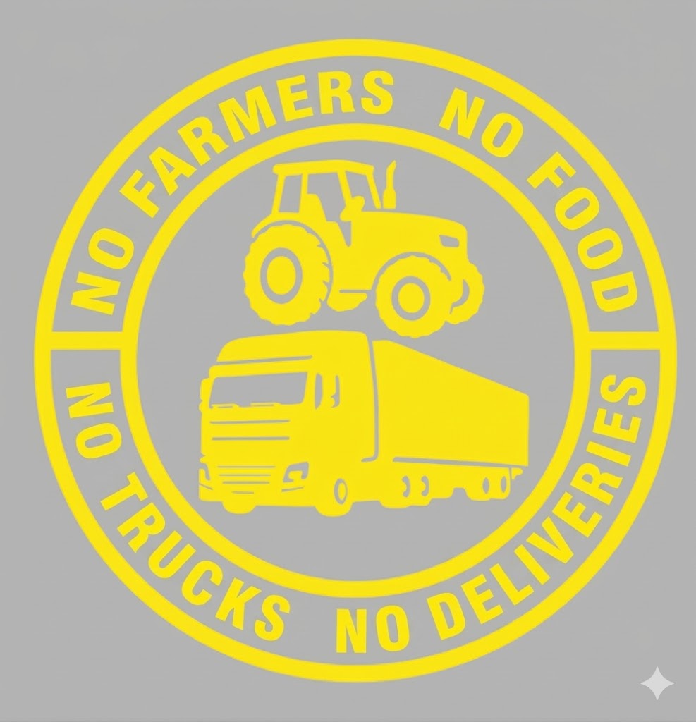 💕 Køb 1 få 1 GRATIS 🔥 Ingen landmænd, ingen mad – Ingen lastbiler, ingen leverancer | Vinylklistermærke – 140 mm decal