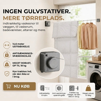 Pladsbesparende tørresnor
