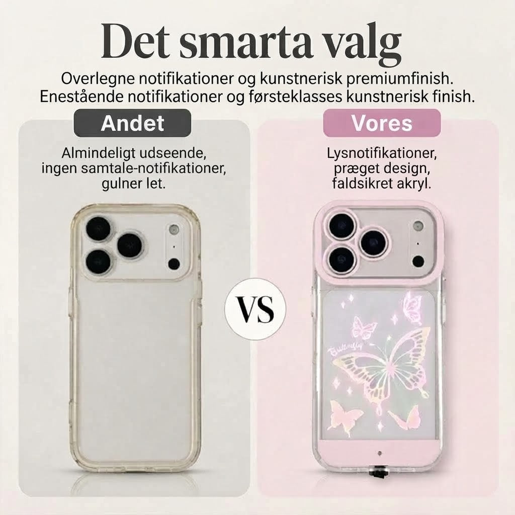 ⏰ Lysende LED-Mobilcover med Sommerfugl | Selvlysende