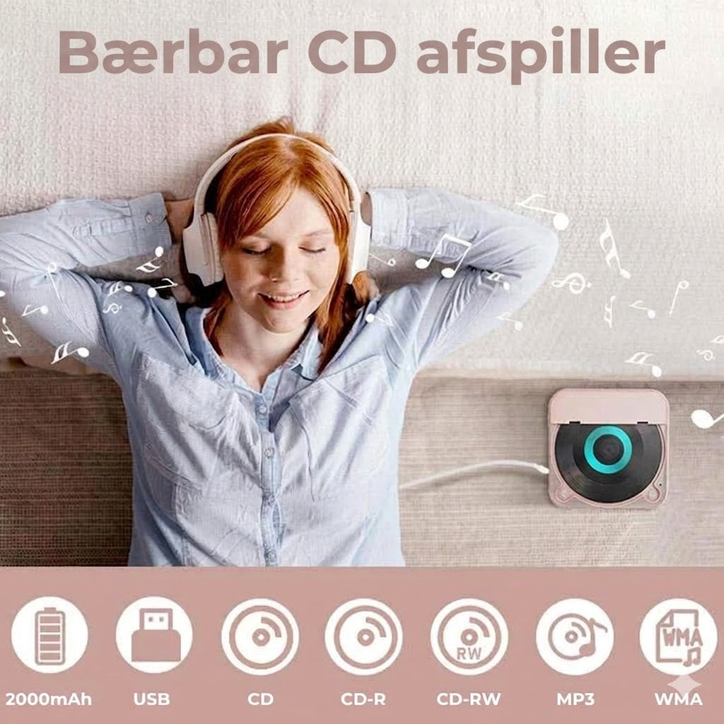 Bærbar CD-afspiller med Bluetooth