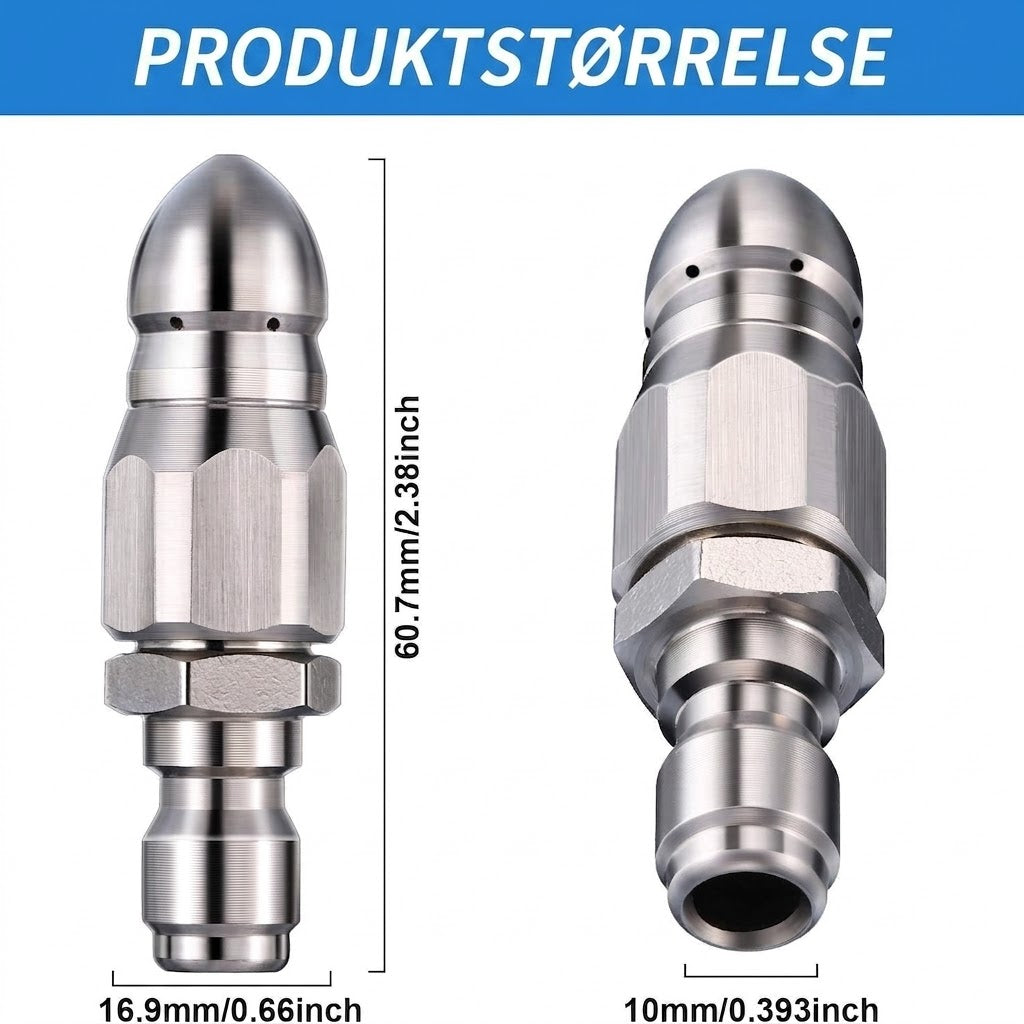 🔩   Kloakrensedyse i rustfrit stål – Fjerner blokeringer og forebygger dybdegående tilstopninger 💦🚿
