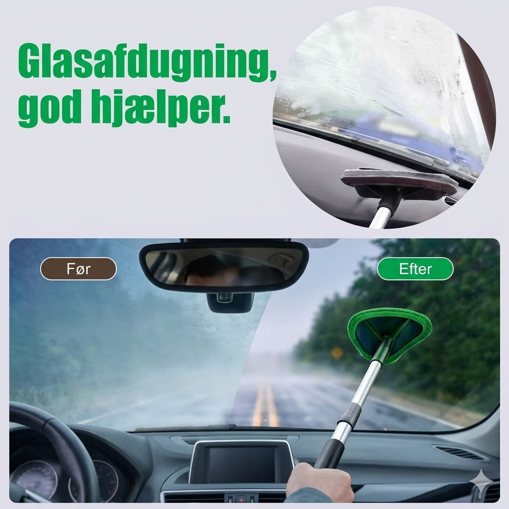 Værktøjssæt til rengøring af forrude med teleskopskaft