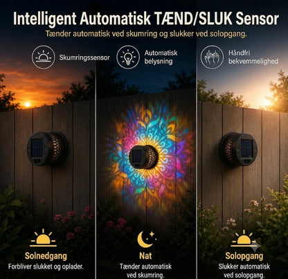 ProjectAura™ | Solcelledrevet Mandala Projektionsvæglampe