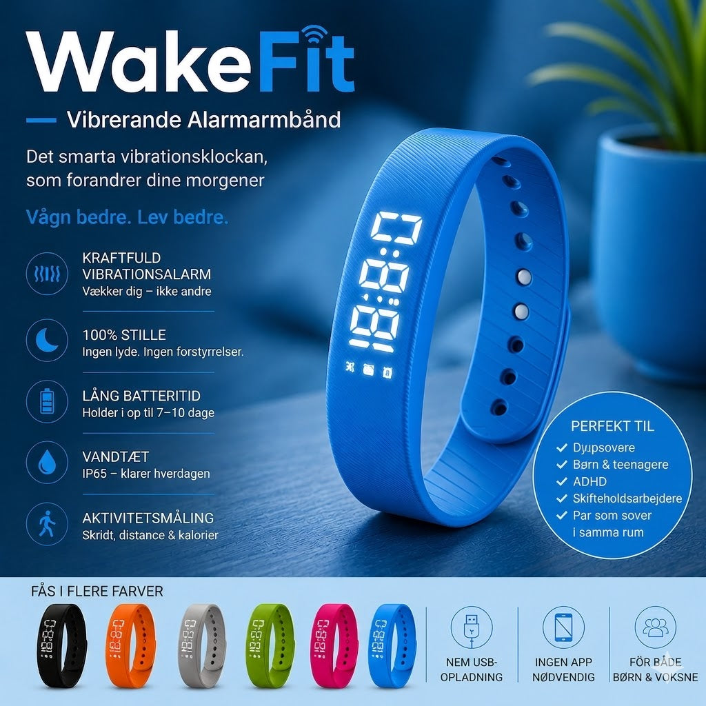 WakeFit – Vibrerende alarmarmbånd | Det smarte vibrationsur, der forandrer dine morgener