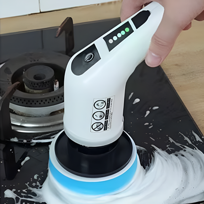 SpinClean – Elektrisk rengøringsbørste med 9 børstehoveder og forlængerskaft