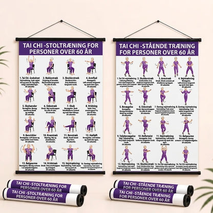 Tai Chi stoletræning – Sæt med 2 plakater til nem hjemmetræning (60+)
