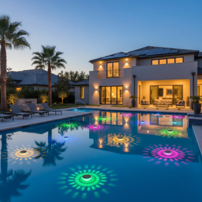 AQUALUME™ | Flydende Solcelledrevet Poolbelysning