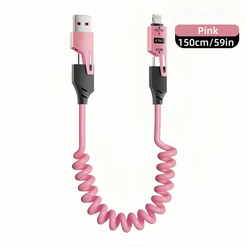 4-i-1 Udtrækkeligt Opladerkabel™ | Ét kabel til alle dine enheder – kompakt, kraftfuldt og klar på farten!