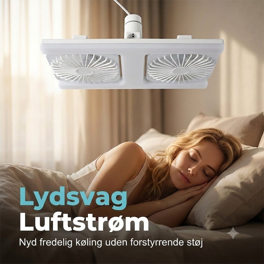 Loftsventilator med dobbelt hoved og LED-lys – moderne design med fjernbetjening til stue og soveværelse
