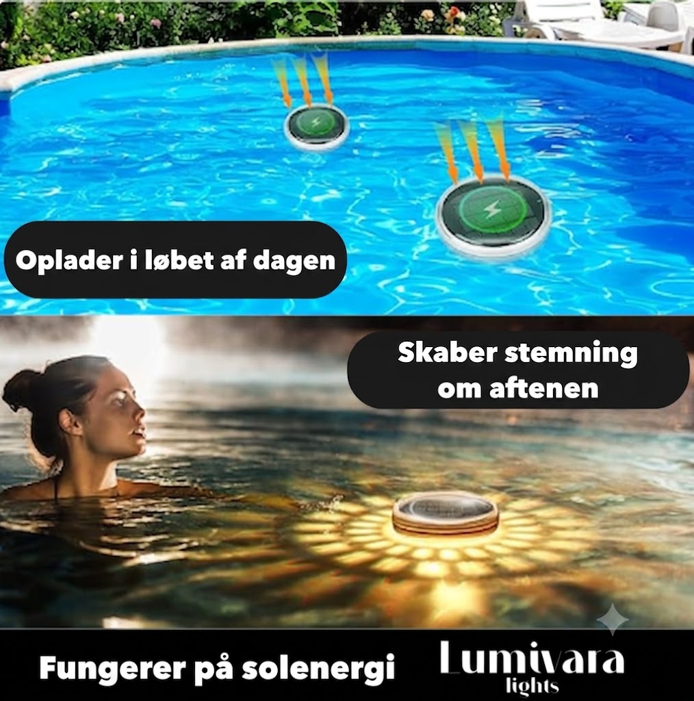 AQUALUME™ | Flydende Solcelledrevet Poolbelysning