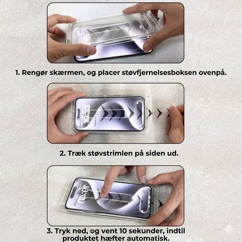 iPhone Beskyttelsessæt – Støvfri Skærmbeskyttelse i Hærdet Glas
