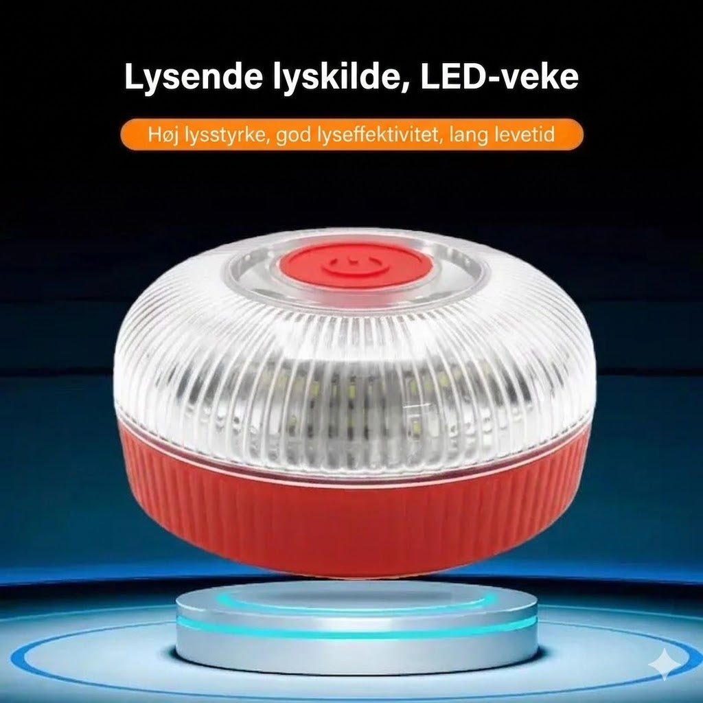 V16 Stroboskopisk advarselslys med kraftig magnetbund og batteri