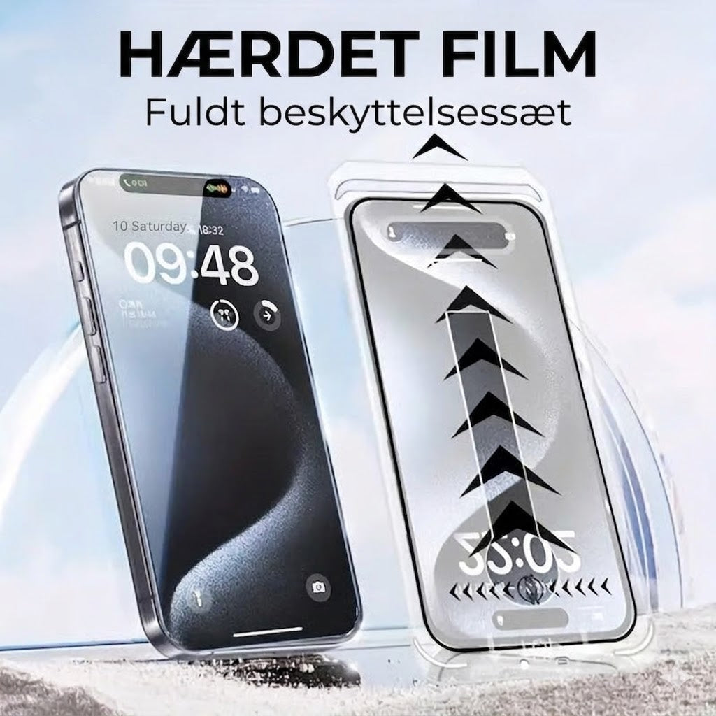 iPhone Beskyttelsessæt – Støvfri Skærmbeskyttelse i Hærdet Glas
