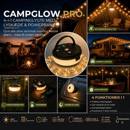 CampGlow PRO – 4-i-1 genopladelig campinglampe