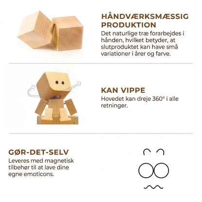Charmerende lille gyngefigur i træ med 12 magnetiske udtryk