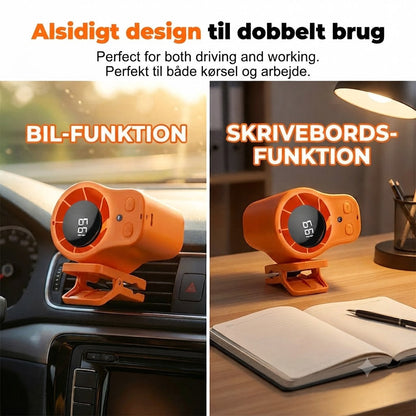Håndfri personlig vifte med LED-skærm