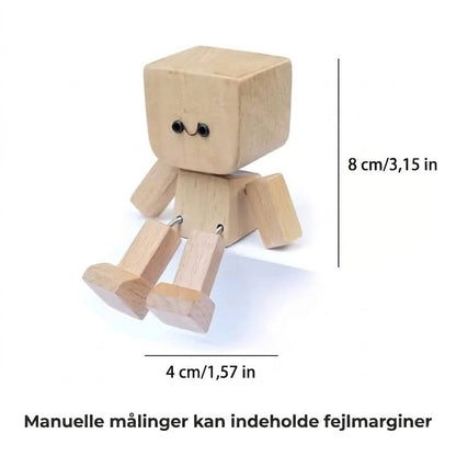 Charmerende lille gyngefigur i træ med 12 magnetiske udtryk