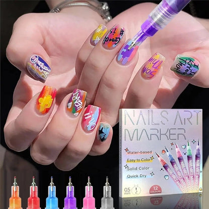 Nail Art Marker™ | Tuschpen til tynde & brede linjer | Til skarpe detaljer og fyldige farveflader