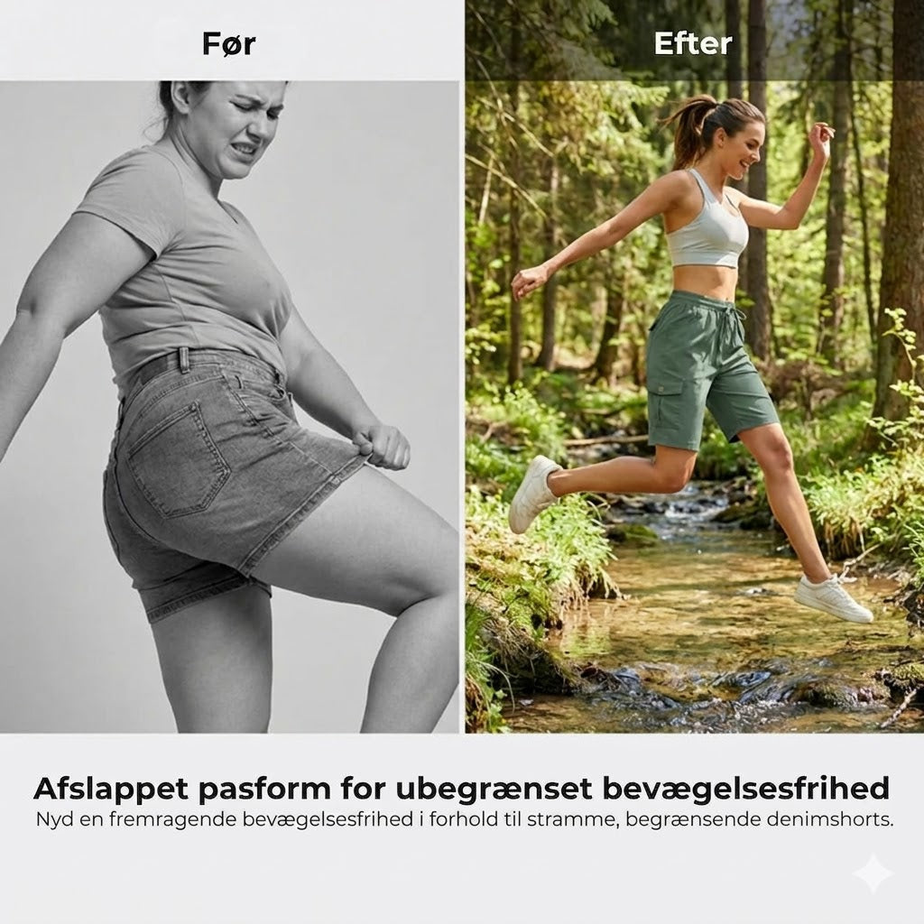 Hurtigtørrende cargoshorts til kvinder med lommer