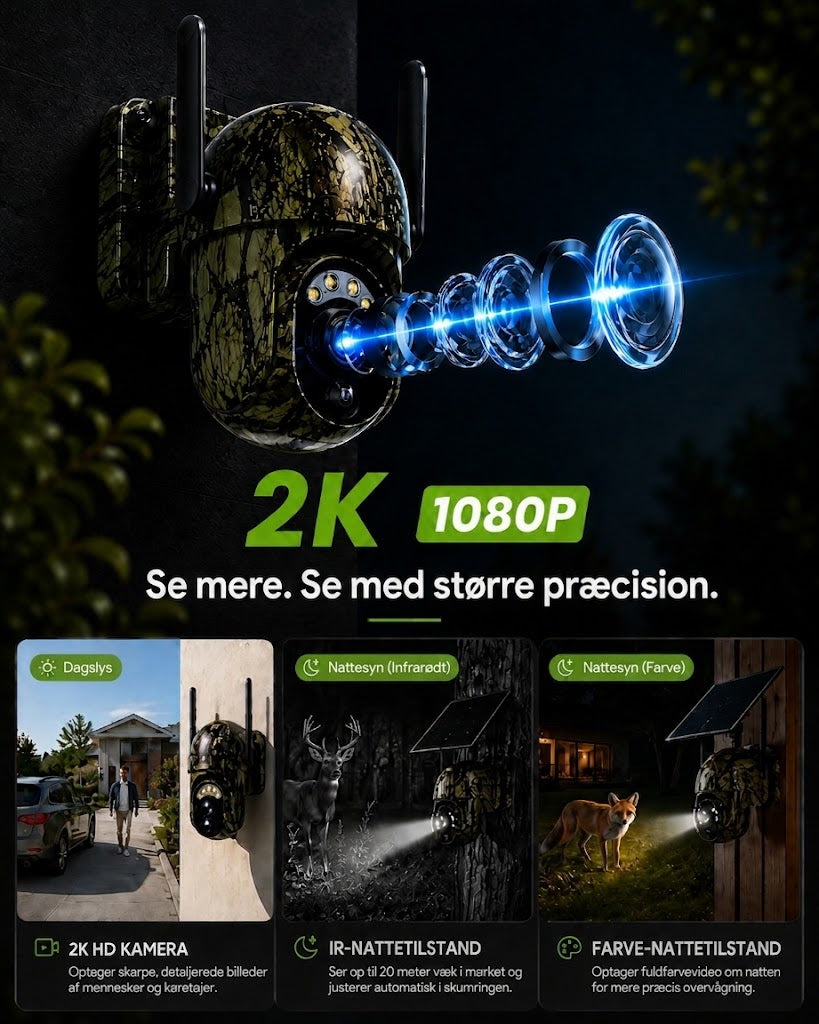 SolarWatch 360 Camo - Soldrevet trådløst overvågningskamera