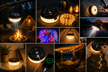 CampGlow PRO – 4-i-1 genopladelig campinglampe