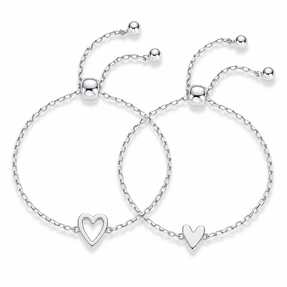 Love Bracelet Set – Matchende hjertearmbånd i 14K guldbelægning