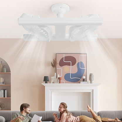 Loftsventilator med dobbelt hoved og LED-lys – moderne design med fjernbetjening til stue og soveværelse